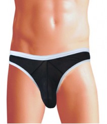 Free Size Italian Lycra Briefs Underwear B-168-Black-With-white-Belt