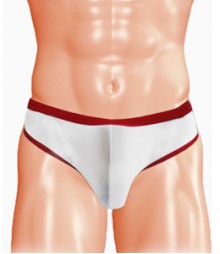 Free Size Italian Lycra Briefs Underwear B-168-White-Red