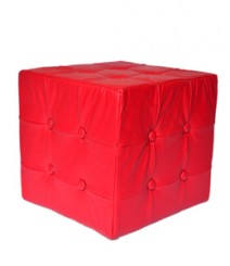 Buy Red Togo Leatherette Pouf Online - IND-PF-005