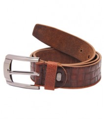 Genuine Designer Brown Leather Check Belts B-1276