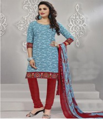 Captivating Blue & Red coloured Leon Salwar Kameez