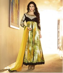Stunning Yellow coloured Pure Georgette Salwar Kameez