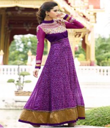 Dramatic Purple coloured Georgette Anarkali Suits