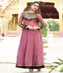 Simplistic Pink & Brown coloured Georgette Anarkali Suits