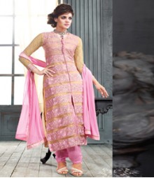 Saara Pink coloured Semi-Stitched Salwar Kameez