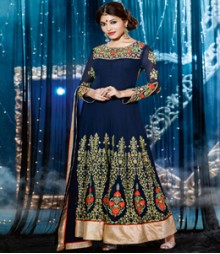 Saara Blue coloured Semi-Stitched Salwar Kameez