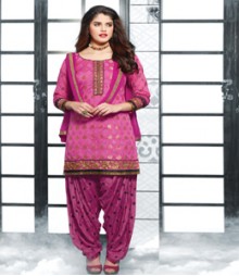 Saara Pink coloured Straight Cut Dress Material Salwar Kameez