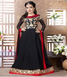 Saara Black coloured Semi-Stitched Salwar Kameez