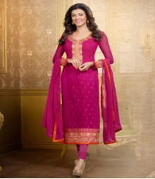 Saara Pink coloured Straight Cut(Dress Material) Salwar Kameez