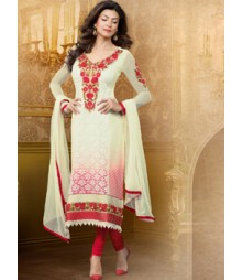 Saara Off White coloured Straight Cut(Dress Material) Salwar Kameez