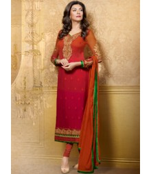 Saara Orange coloured Straight Cut(Dress Material) Salwar Kameez