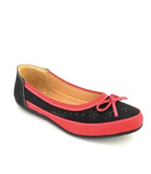 Flat Casual/Daily Ballerinas in Red-Black