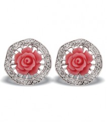 Tanya Rossi Coral Pink Stylish Round Earrings TRE433A