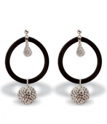 Tanya Rossi Silicone Round Black Silver Earrings TRE468B