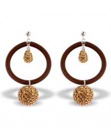 Tanya Rossi Silicone Round Brown Gold Earrings TRE468C