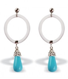 Tanya Rossi Silicone White Blue Round Earrings TRE469A