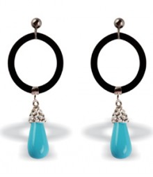 Tanya Rossi Silicone Black Blue Round Earrings TRE469B