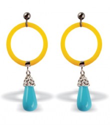 Tanya Rossi Silicone Yellow Blue Round Earrings TRE469C
