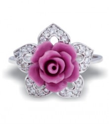Tanya Rossi Pink Flower Sterling Silver Rings TRR181F